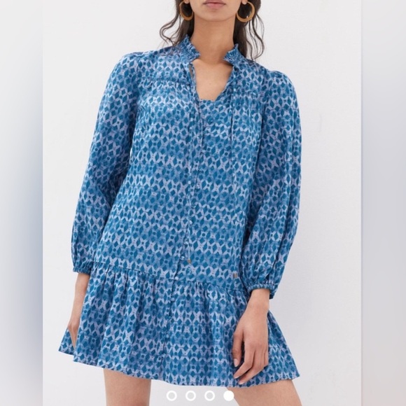 Anthropologie Calanthe Mini Shirt Dress Blue SZ Large - Picture 12 of 12